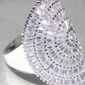 Silver Crystal Round Statement Ring - Clear
